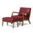 Set Of 2 Mid-Century Modern Burgundy Leatherette Accent Stool & Chair With Walnut Rubberwood Legs-152220277