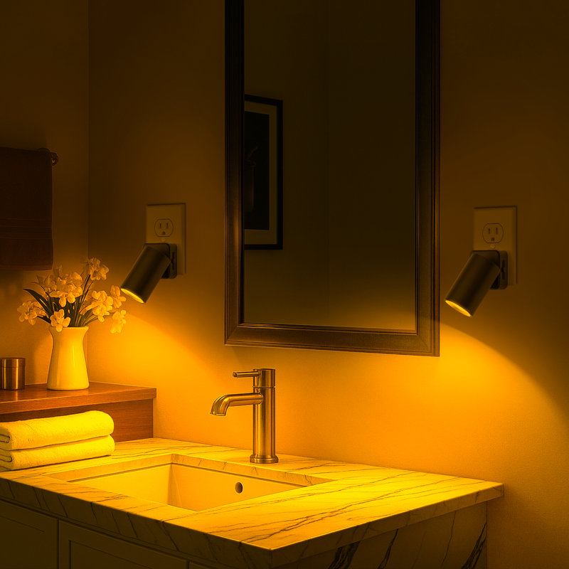 Black Swivel Cylinder Plug-In Dimmable Night Light Amber 2000K