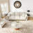 Meranda 35" Travertine Textured Round Coffee Table With Solid Wood Base, Sturdy Living Room Center Table For Small Space & Family Room-1528918234