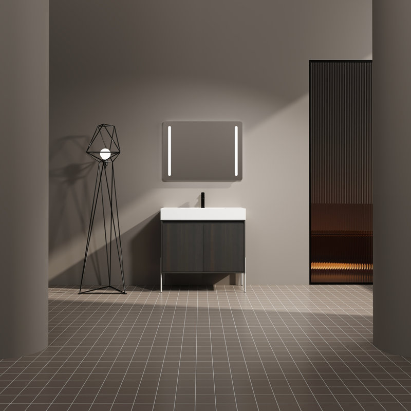 Meuble-lavabo autoportant avec lavabo en résine