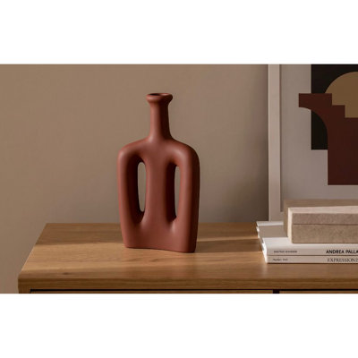 Elegant Ceramic Vase, Tile Red, 5.9 x 2.0 x 10.6 inches | 100% Ceramic Construction, Sturdy Design | Perfect for Home Décor, Flower Arrangements & Gift Giving, Adds a Touch of Sophistication to Any Space