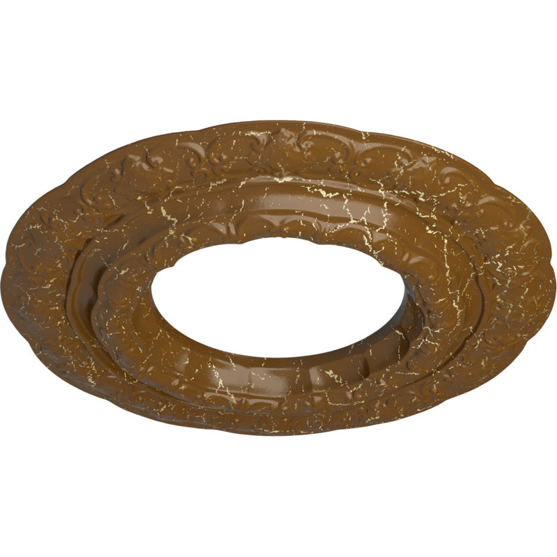 Endurathane Lisbon Ceiling Medallion, 15 3/8"OD x 7"ID x 1"P (Fits Canopies up to 7"), Hand-Painted Smokey Topaz Crackle Finish