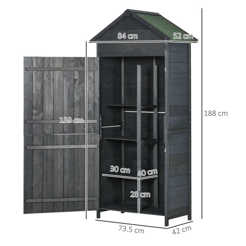 Wooden Garden Shed Outdoor Shelves Utility Tool Storage Cabinet