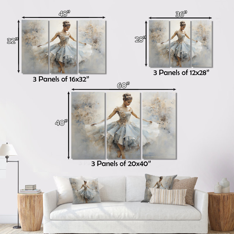 Divertissement «Blue Ballet Dance», reproduction d'art sur toile - Ballet Dance II, H 32 po x l 48 po x P 1 po