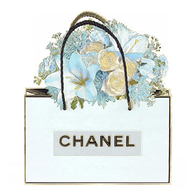 «Bag With Aqua Bouquet» par Madeline Blake - impression sur toile tendue