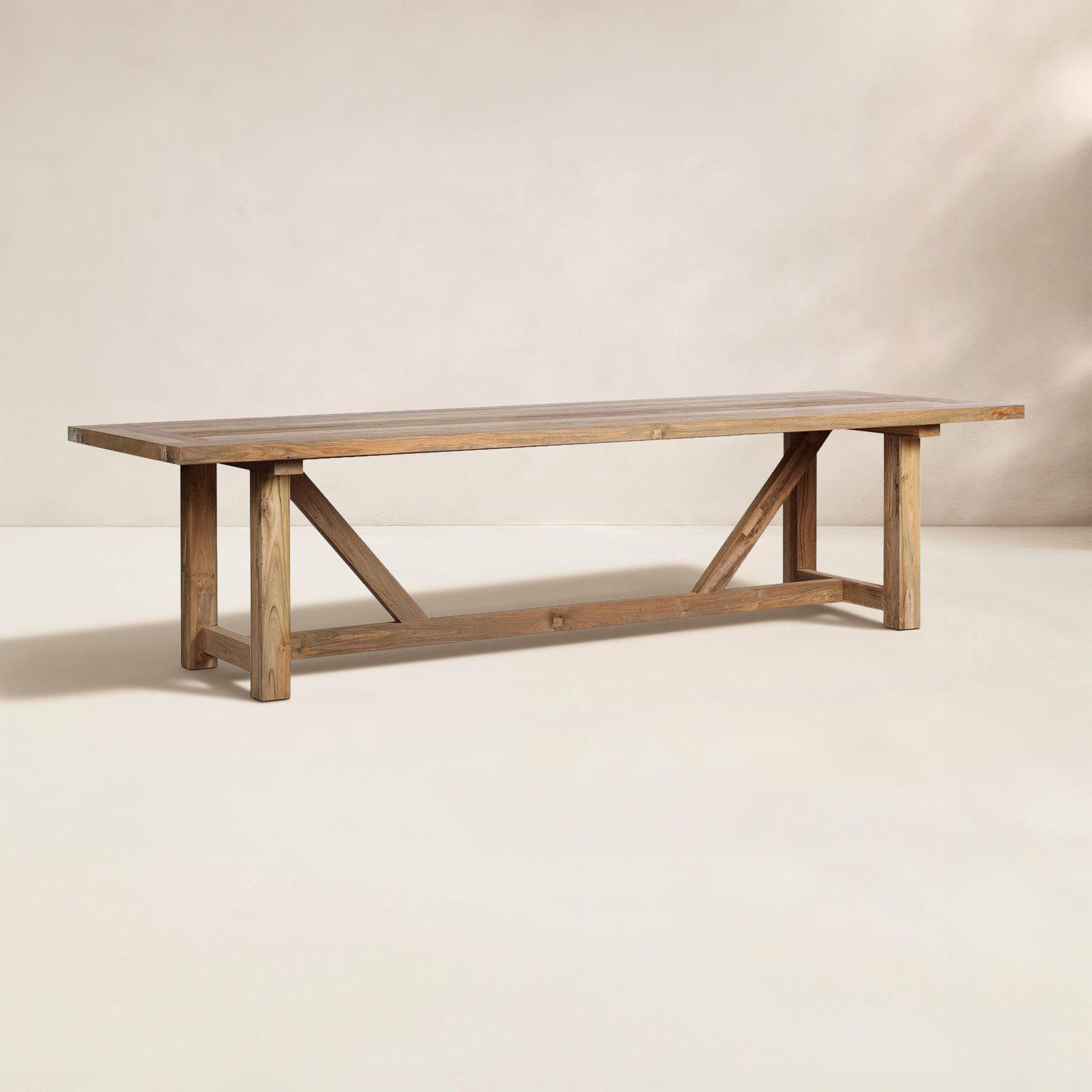 Berks 118'' Teak Outdoor Dining Table, Reclaimed Natural