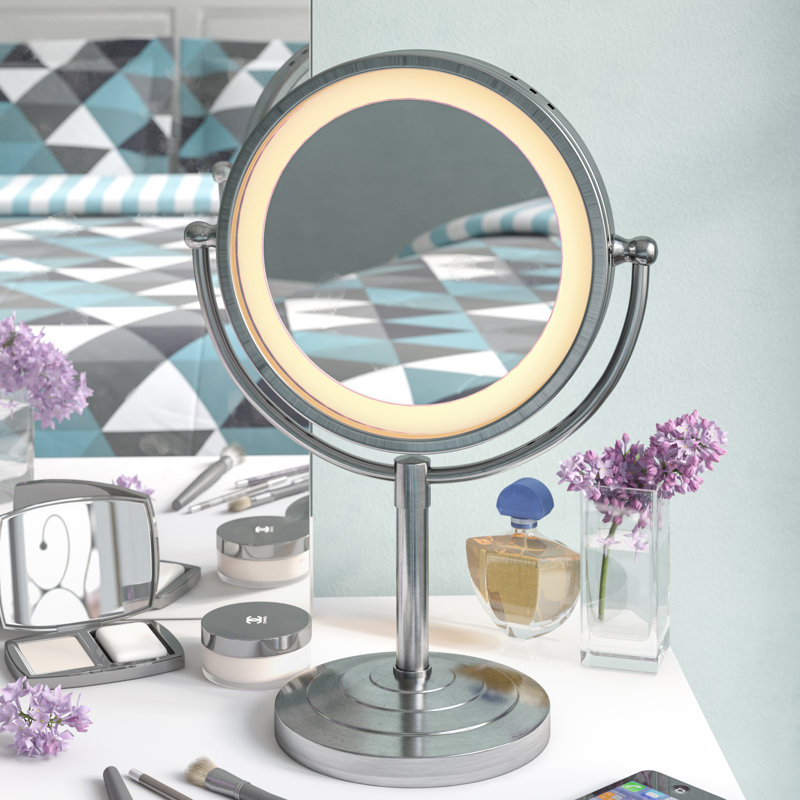 Miroir de maquillage lumineux 8,5 ", Nickel