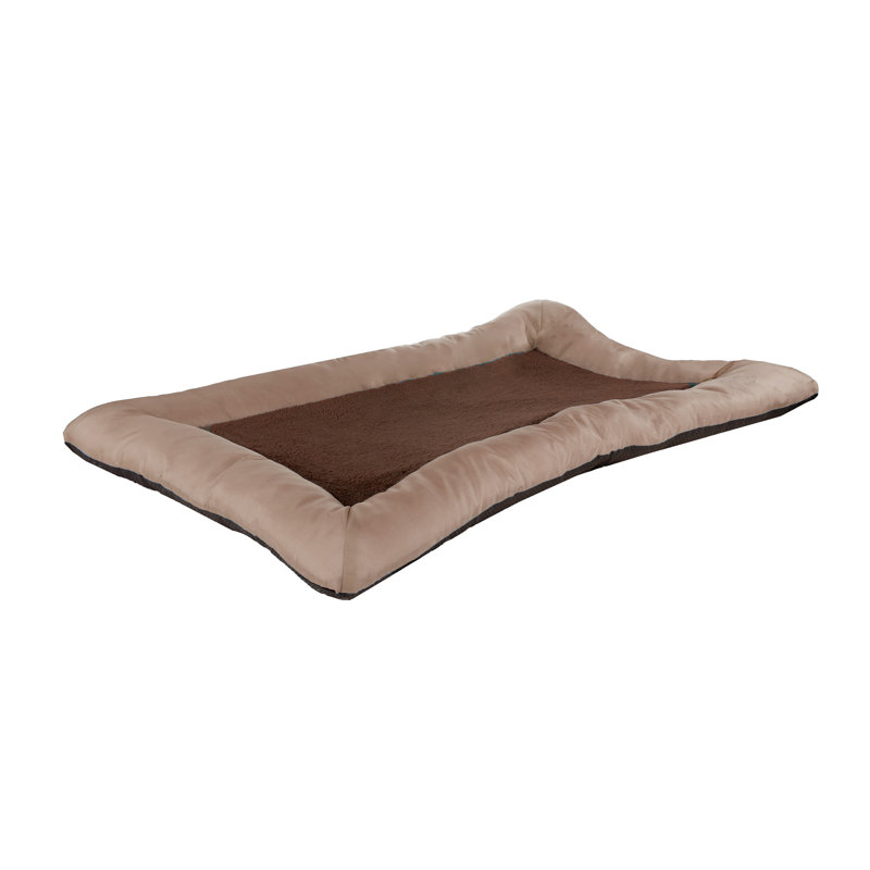 Lit pour chien en mousse à mémoire de forme Sherpa 43 x 29 PETMAker - Bord extérieur en nylon résistant à l'eau, brun clair
