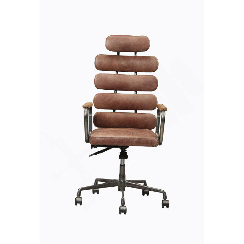 Chaise de bureau en cuir rétro Vintage Whiskey, Brun