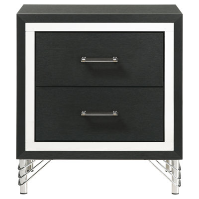 Black 2-drawer Nightstand Bedside Table