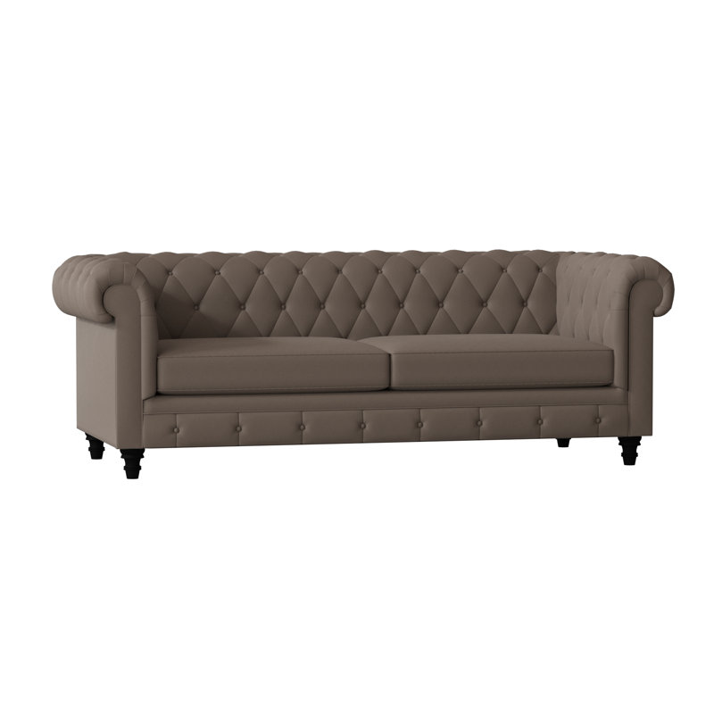 Canapé Chesterfield à accoudoirs roulés, Velours Bella Dove Performance, Noir, 84 pouces