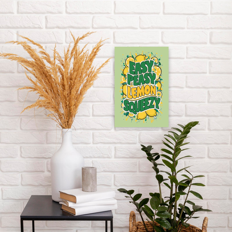 «Easy Peasy Lemon Squeezy», art mural contemporain, H 18 po x l 12 po