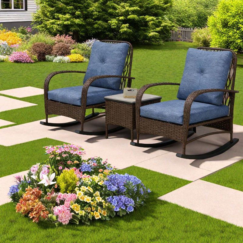 Ensembles de salle à manger de patio en osier durable, structure en acier, style rustique pour un balcon relaxant