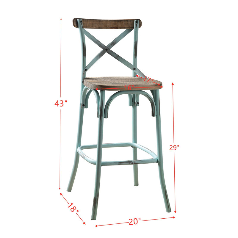Chaise de bar 1 pièce, Chêne antique, Bleu ciel