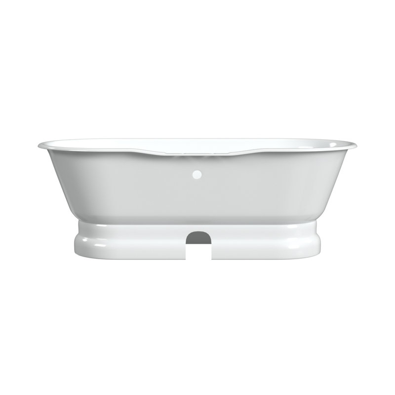 Regal 68'' L Freestanding Soaking Bathtub, White Interior with White Exterior, Cast Iron Pedestal Base