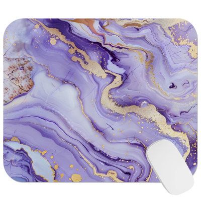 Abstract Lavender Amethyst Geode Crystals Marble V Modern Gaming Cute Office Laptop Desk Pad Gift Mat Square Rectangle Non-Slip Mousepad