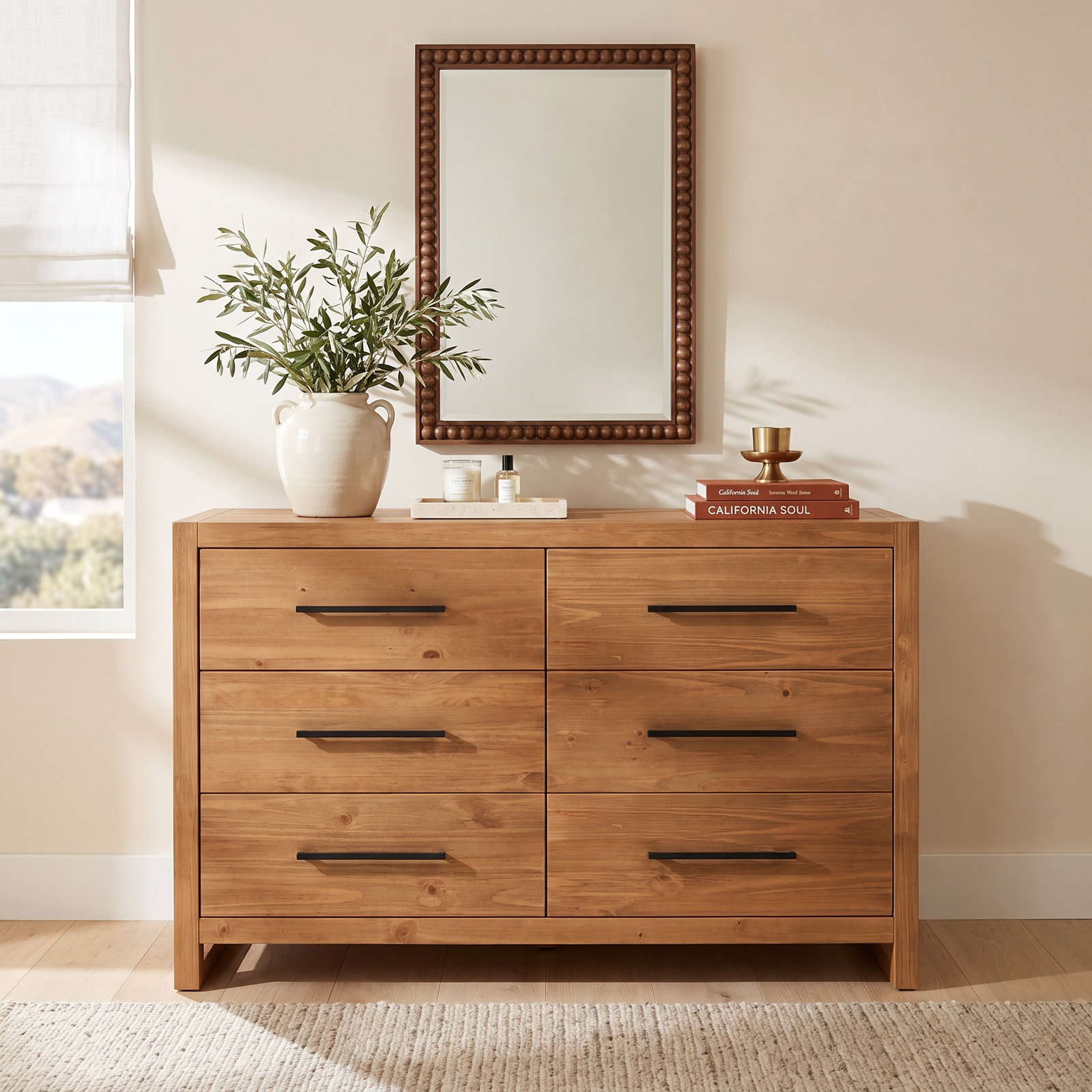 Modica 60" Pine Double Dresser, Brown Natural