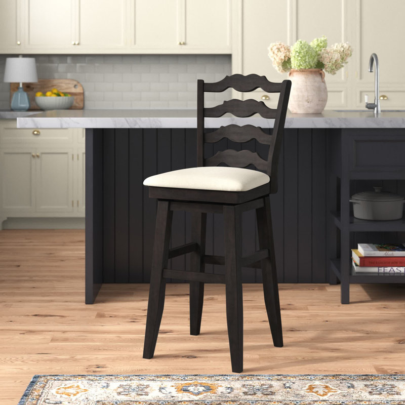Fortville Swivel Upholstered Counter Stool, Antique Black, Bar Stool (29” Seat Height)