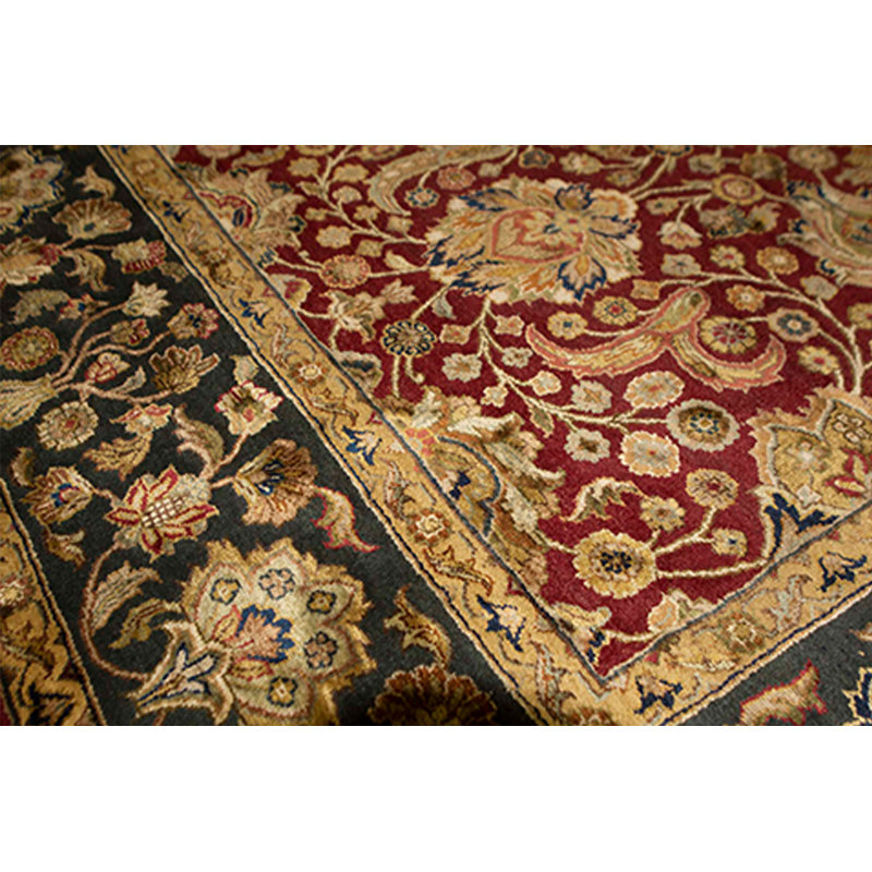 Hand-Knotted High-Quality Red and Green Area Rug