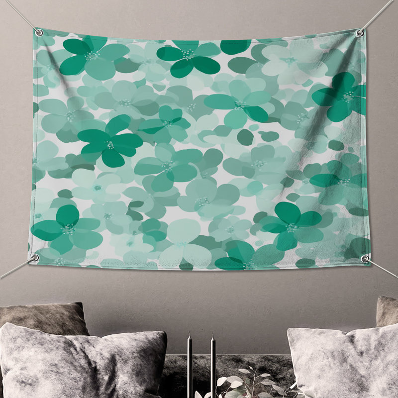 Flowers Wall Tapestry -  Floral Wall Decor, 50in H x60in W with 4 Grommets