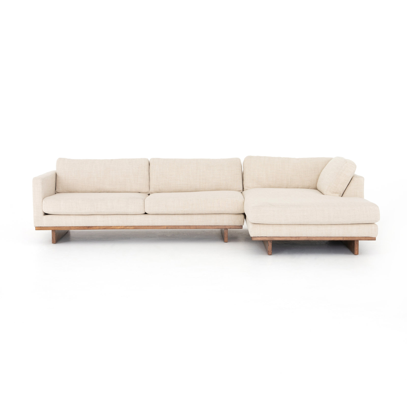 Menades Upholstered Chaise L-Sectional, Right Hand Facing, 32" H x 125" W x 70" D, Irving Taupe Polyester Blend