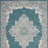 8' X 10' Aqua Floral Power Loom Distressed Area Rug