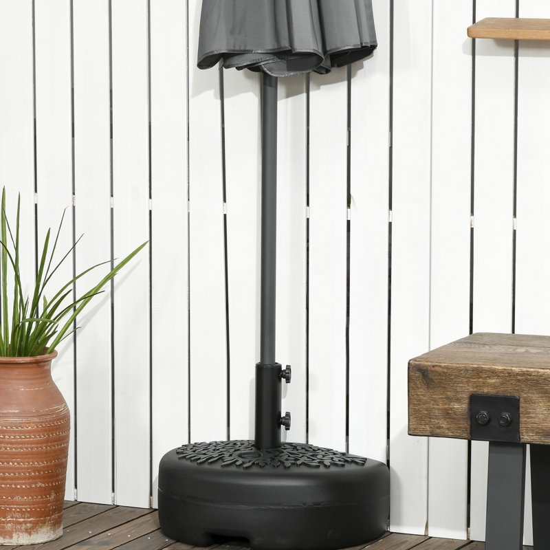Demi-parasol noir pour patio - 40 lb remplissable à l'eau ou sable 46 lb, base de sable compatible avec poteaux de 1,5 po et 2 po, Grace