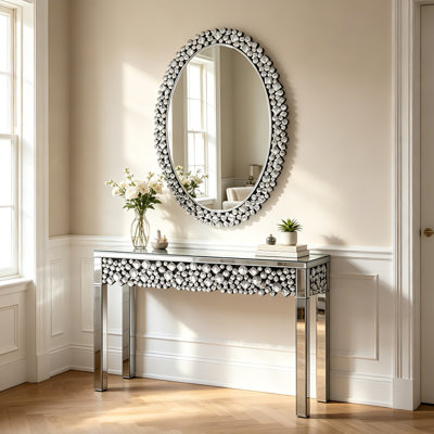 Console en verre et miroir ovale