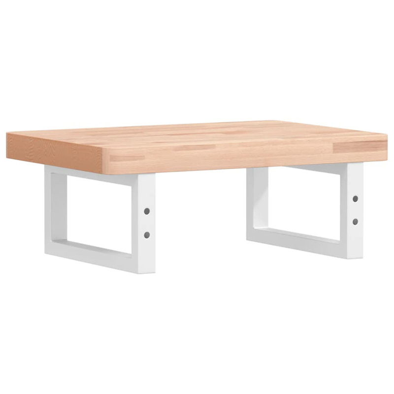 Sabesan 50cm Solid Wood Bathroom Vanity Top, Beech/White
