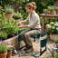 Banc de jardin pliable avec siège à genoux et siège avec coussin EVA extra large et 3 pochettes à outils