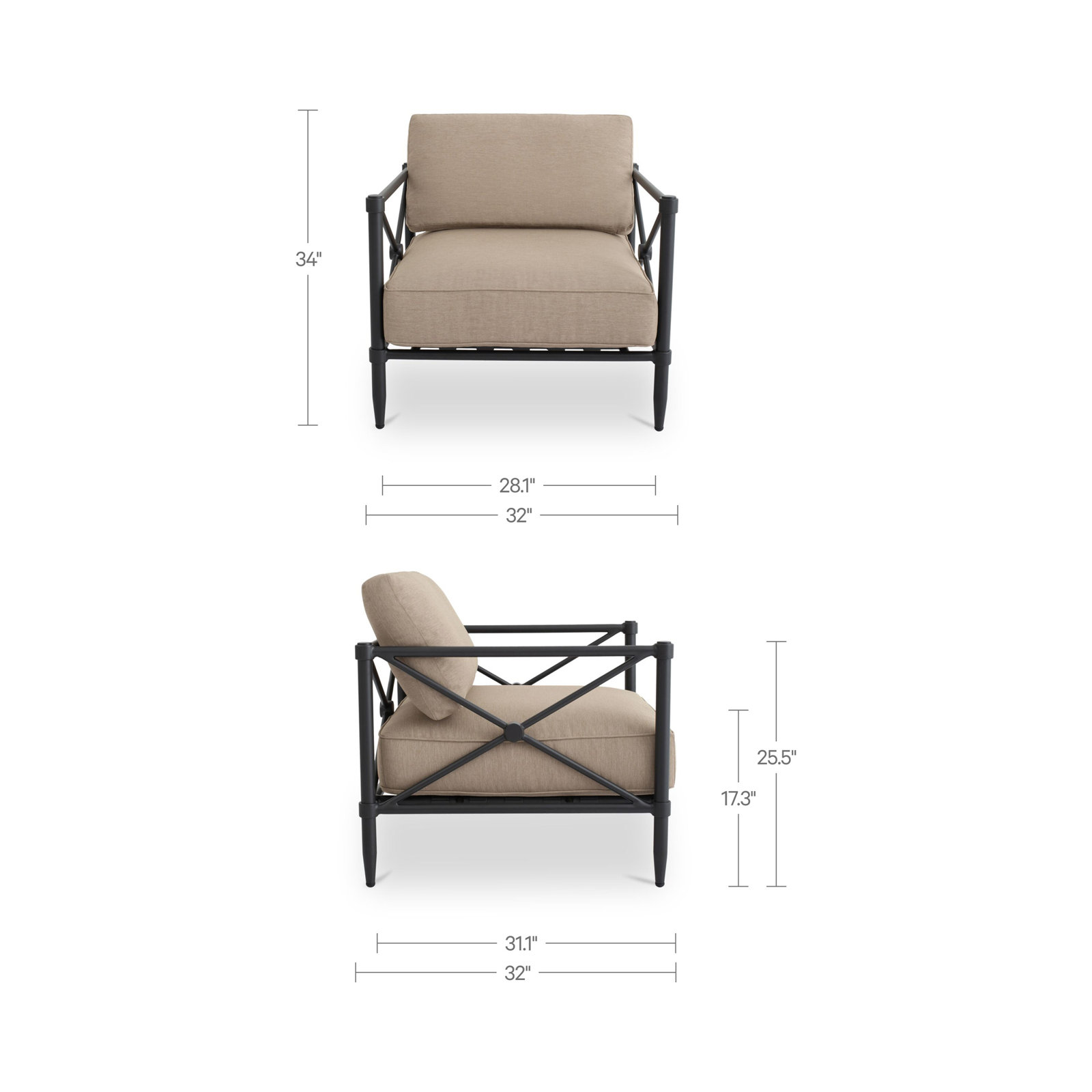 Odessa Patio Lounge Chair, Desert Performance Fabric