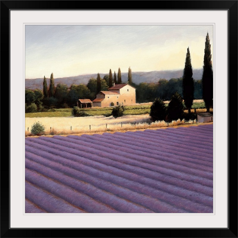 «Lavender Fields II Crop» par James Wiens, reproduction d'art, H 32 po x l 32 po x P 1 po, Cadre noir