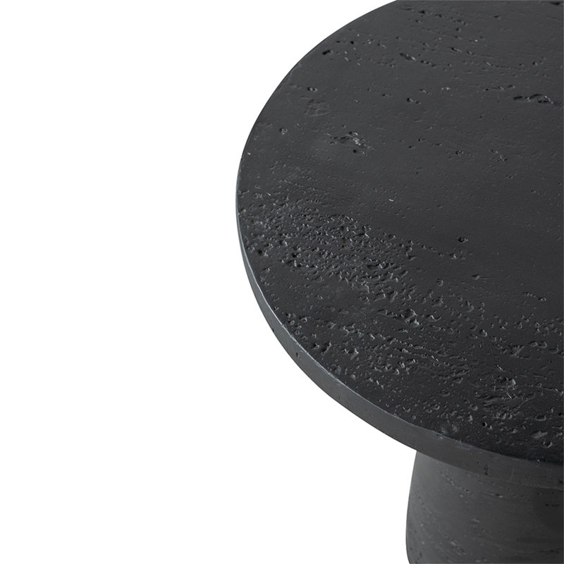 22X22x25.5" Black Round Side Table With Pedestal Base
