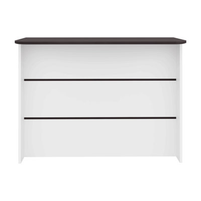 Kitchen Island 35.4" H, 3 Shelves, White / Black Wengue - Kitchen