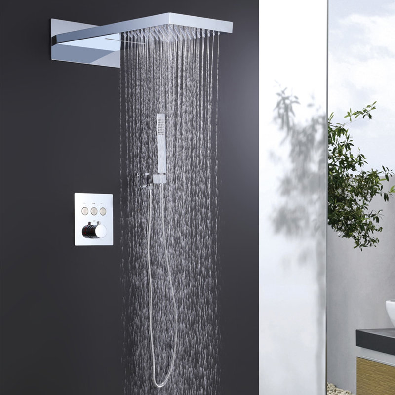 Système de douche thermostatique avec valve brute, Chrome