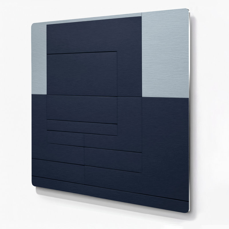 Minimalisme 68, art mural gris en métal, H 12 po x l 12 po