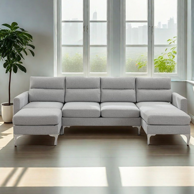 Canapé-lit modulaire en U Mercer41, Coton gris
