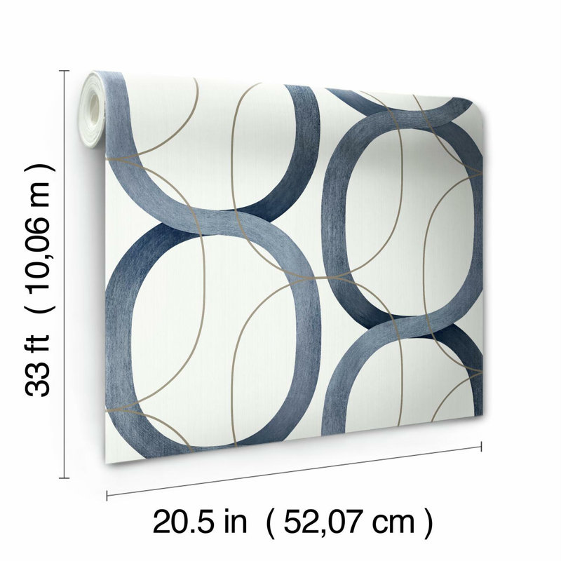 Rouleau de papier peint L 33 pi x l 20,5 po Interlock, Marine