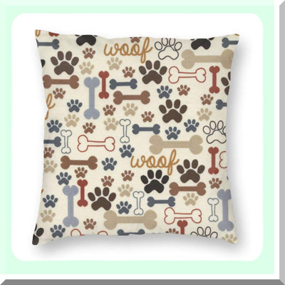 Pawfect Pup Bone Pillow Cover - Decorative Throw Pillows Square Cushion Case with Zipper - Sofa Home Decor for Couch Bedroom Patio