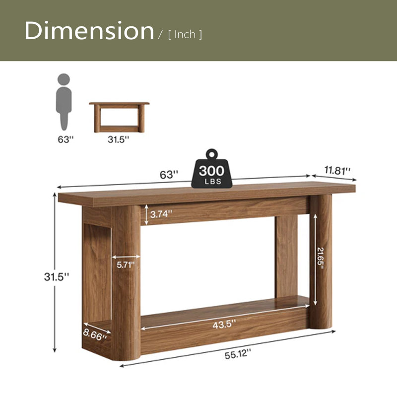 Entryway Table,2-Tier Console Table,Sofa Table, Brown