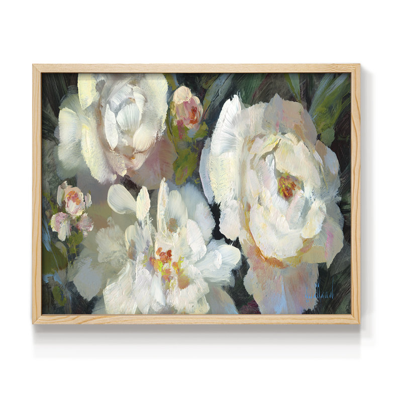 Trio de pivoines - reproduction encadrée, H 8 po x l 10 po, Naturel
