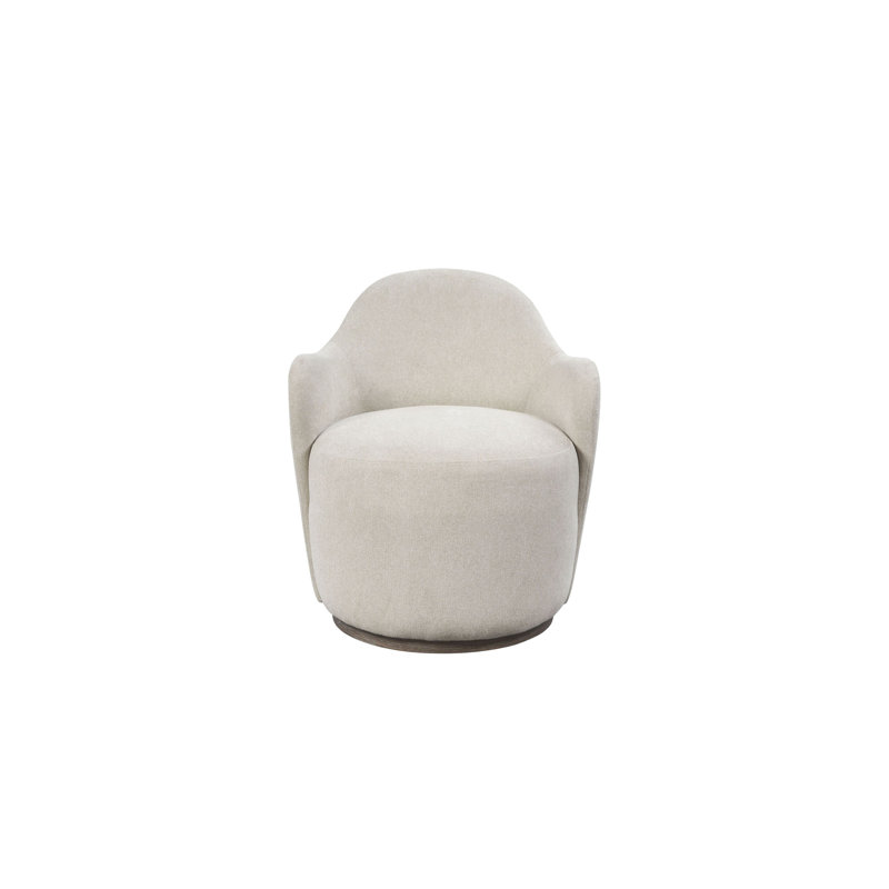 Marielle Upholstered Swivel Barrel Dining Chair, Ivory Fabric