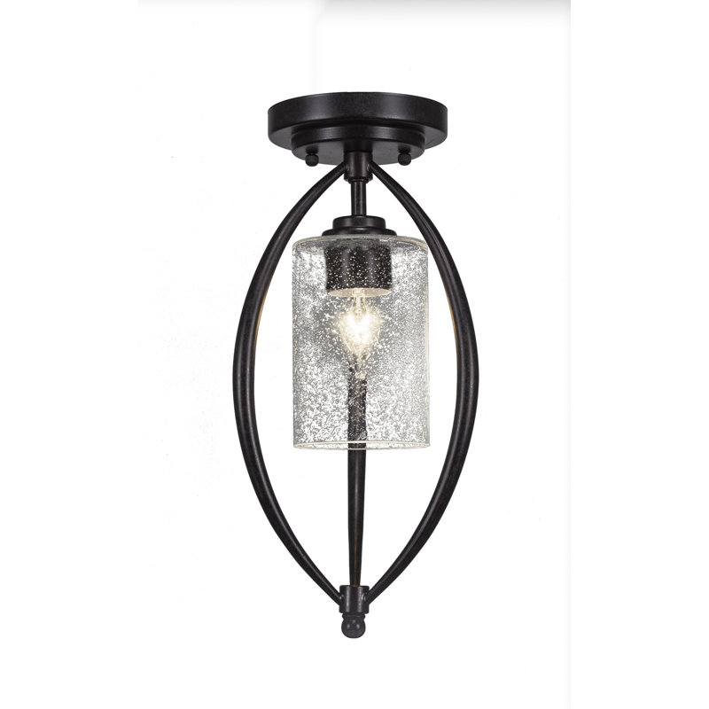 Albreda 1 - Light 5.75'' Unique/Statement Cylinder Semi Flush Mount, Clear Bubble, Dark Granite