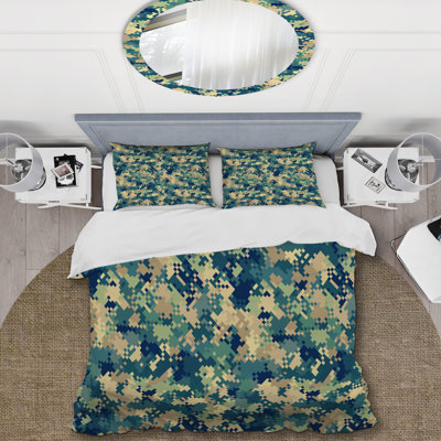 Multicolor Pixel Camouflage - Abstract Duvet Cover Set - Microfiber Polyester