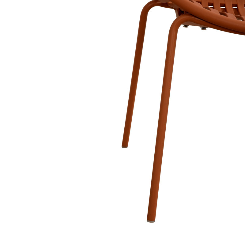 Ensemble de salle à manger d'extérieur moderne en métal et polypropylène avec chaise empilable, orange et noir, Noir / Orange