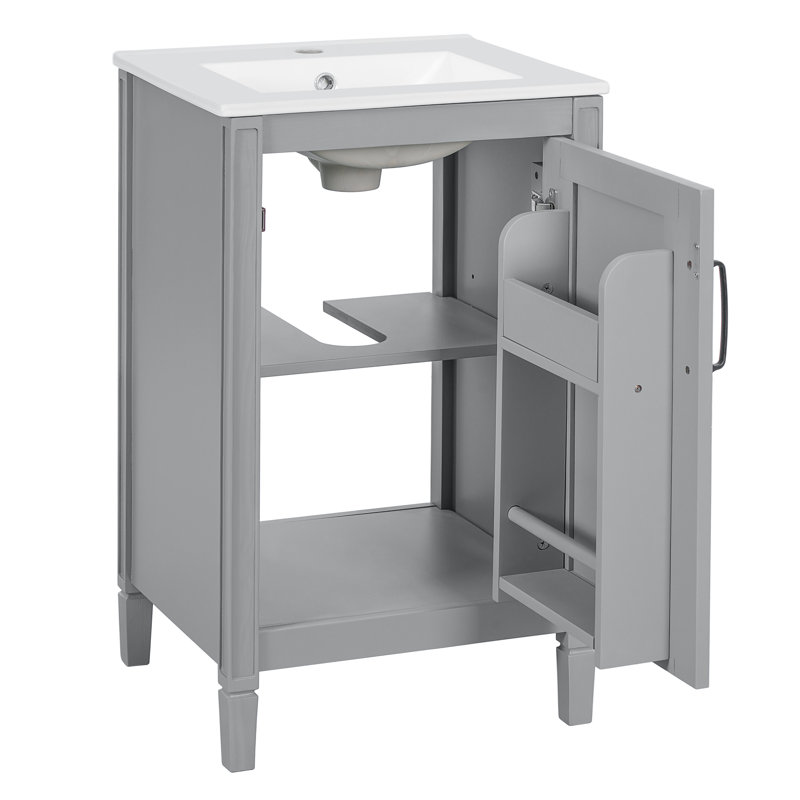 Meuble-lavabo 20 po avec comptoir en céramique, Gris
