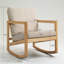 Fauteuil oscillant rembourré, structure en bois d'hévéa