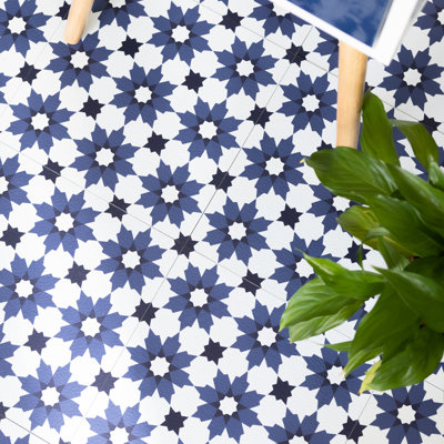 Zellige 30.48 x 30.48cm Self-adhesive Vinyl Floor Tiles Pack 10 (0.93sqm)