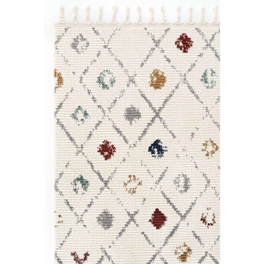 Grey Aztec,Scandi Living Room Rug, Machine Made using Polypropylene with Cream and Modern design