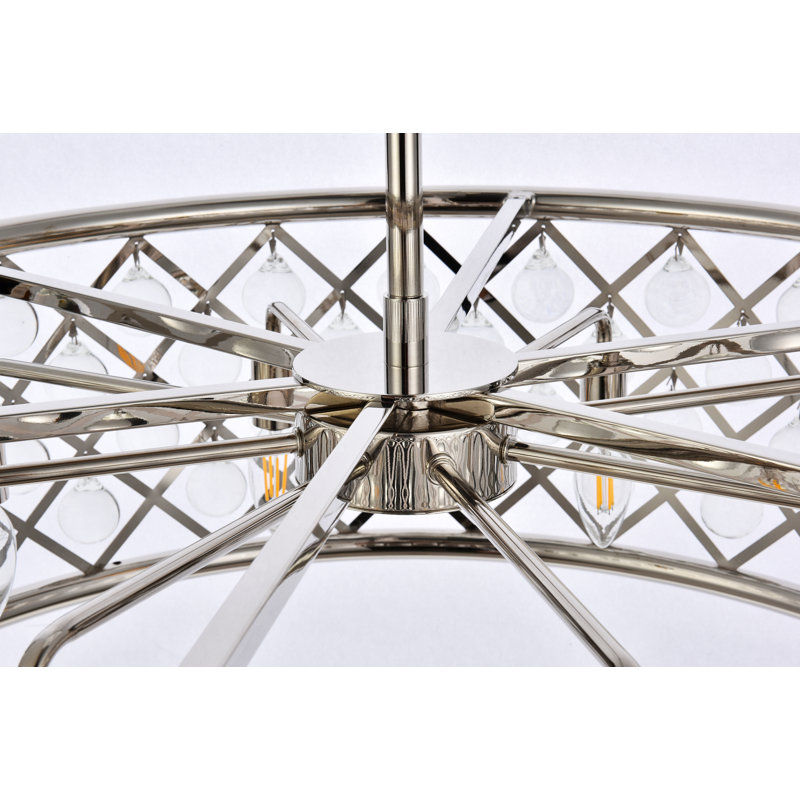 Luminaire suspendu tambour 8 lumières Misako, Nickel poli